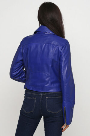 Куртка жіноча з натуральної шкіри синя, модель Rc-1701