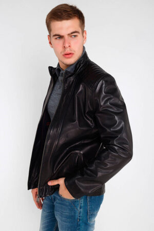 Куртка чоловіча з натуральної шкіри чорна, модель F-342