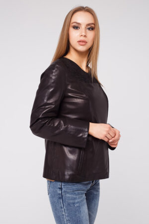 Куртка жіноча з натуральної шкіри чорна, модель 4920