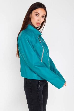 Куртка жіноча з натуральної шкіри блакитна, модель 9480