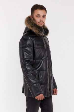 Куртка чоловіча з натуральної овчини коричнева, модель Parka/er