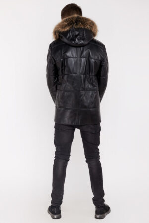 Куртка мужская из натуральной кожи черная, модель E-3035