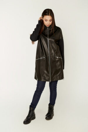 Куртка жіноча з натуральної шкіри чорна, модель 5319/k/kps