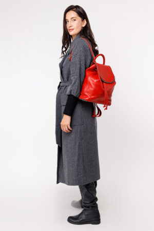 Сумка жіноча з натуральної шкіри червона, модель 2005-1/рюкзак
