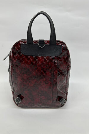 Сумка женская из натуральной кожи красная/черная, модель 1871/рюкзак