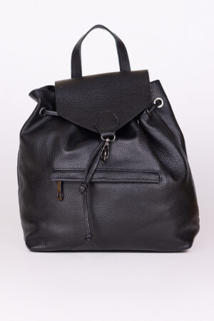 Сумка жіноча з натуральної шкіри чорна, модель 851/рюкзак