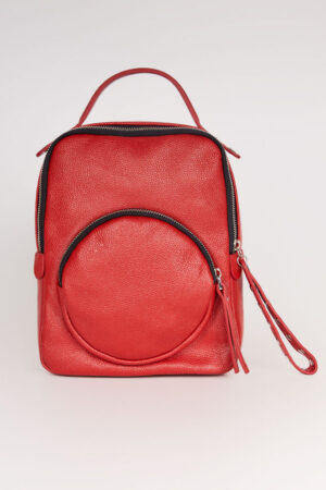 Сумка жіноча з натуральної шкіри червона, модель 216-01/рюкзак