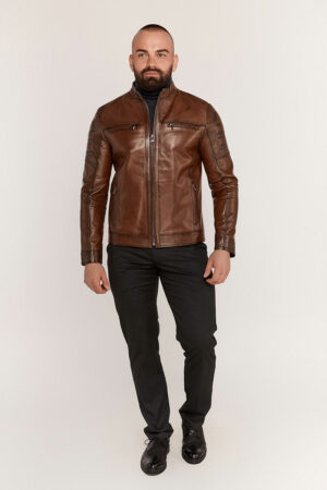 Куртка чоловіча з натуральної шкіри коричнева, модель 310
