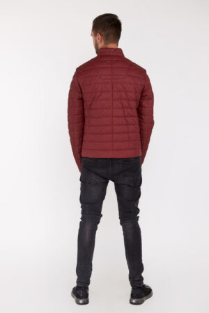 Куртка мужская из натуральной кожи темно-красная, модель 1501