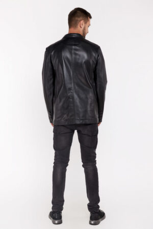 Куртка мужская из натуральной кожи черная, модель H-06