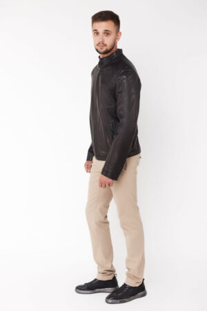 Куртка мужская из натуральной кожи черная, модель Zlc-2