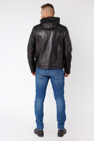Куртка мужская из натуральной кожи черная, модель E-09/kps
