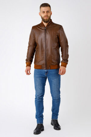 Куртка чоловіча з натуральної шкіри коричнева, модель Koleg/e