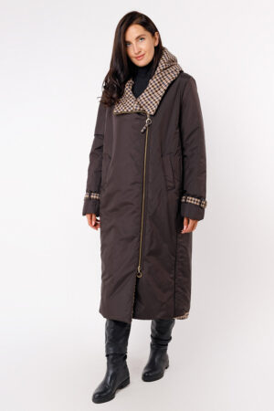 Куртка жіноча з тканини коричнева, модель 5145/kps
