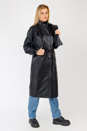 Куртка жіноча з натуральної шкіри чорна, модель 9057+жилет