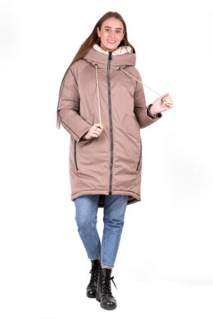 Куртка женские из BALON/биопухов бежевые, модель Ew059m/kps