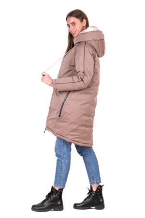Куртка жіноча з balon/биопух бежева, модель Ew059m/kps