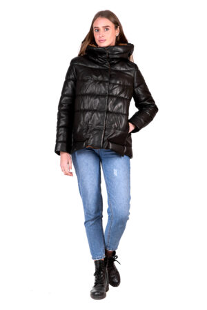 Куртка жіноча з натуральної шкіри чорна, модель B-2712/kps