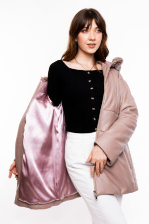 Куртка жіноча з натуральної шкіри бежева, модель B-8626/kps