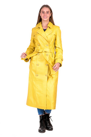 Куртка женская из натуральной кожи желтая, модель 5502
