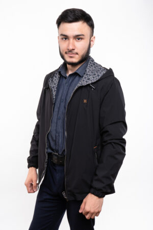Куртка чоловіча з тканини чорний принт, модель 4267/kps/двухст