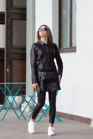 Куртка жіноча з натуральної шкіри чорна, модель K-35