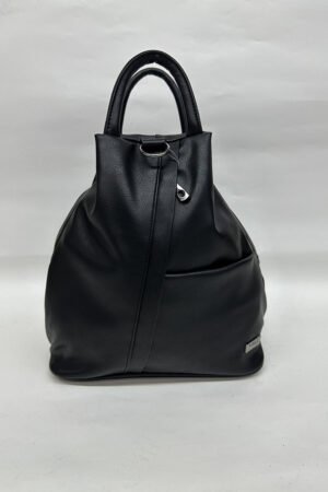 Сумка женская из натуральной кожи черная, модель 1967/рюкзак