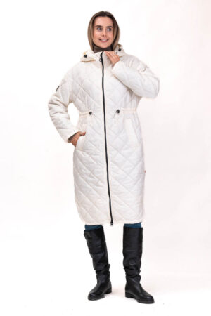 Куртка жіноча з тканини бiла, модель P-2304/kps