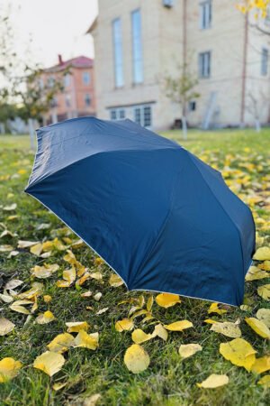 Зонт женский из тканя темно-синий, модель 480/полуавтомат
