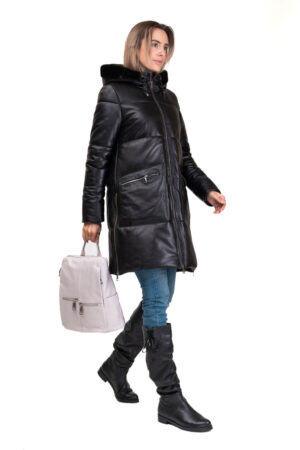 Сумка женская из натуральной кожи бежевая, модель 17003/рюкзак