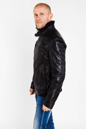 Куртка мужская из натуральной кожи черная, модель S-177