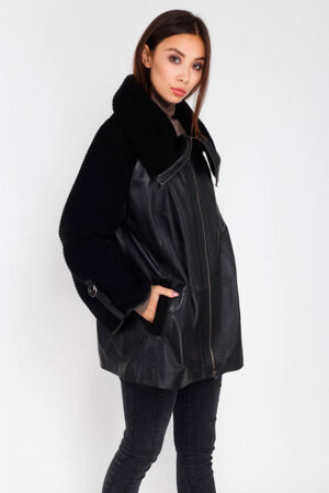 Куртка жіноча з натуральної шкіри чорна, модель Rc-900
