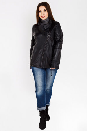 Куртка жіноча з натуральної шкіри чорна, модель 12560