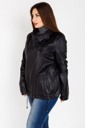 Куртка женская из натуральной кожи черная, модель Zc-159