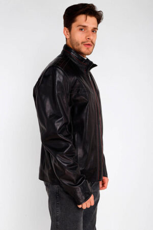 Куртка мужская из натуральной кожи черная, модель F-289
