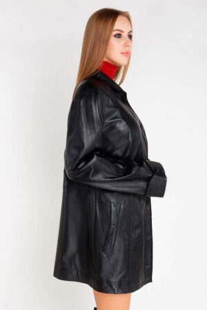 Куртка жіноча з натуральної шкіри чорна, модель 1001