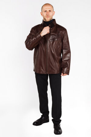 Куртка мужская из натуральной кожи черная, модель 2311