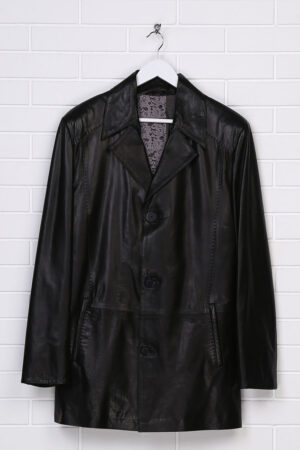 Куртка мужская из натуральной кожи черная, модель F-359