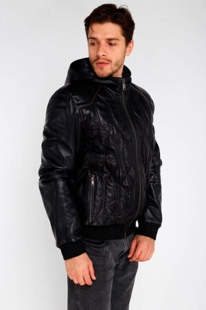 Куртка мужская из натуральной кожи черная, модель F-382/1