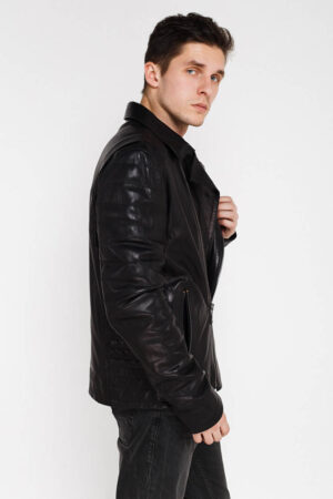 Куртка мужская из натуральной кожи черная, модель F-416