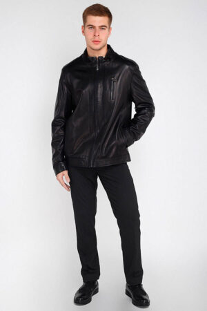 Куртка мужская из натуральной кожи черная, модель F-416