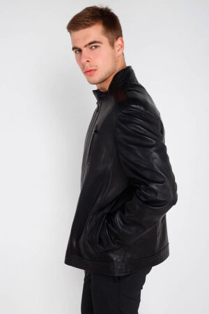 Куртка мужская из натуральной кожи черная, модель Btl-01