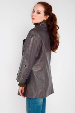Куртка жіноча з натуральної шкіри фіолетова, модель Rc-1283