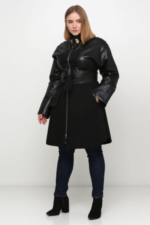 Куртка женская из натуральной кожи черная, модель M-47
