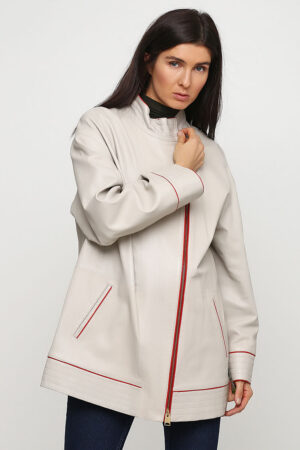 Куртка женская из натуральной кожи белая, модель Rc-1703