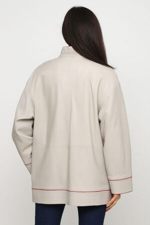 Куртка жіноча з натуральної шкіри бiла, модель Rc-1703