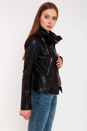 Куртка женская из натуральной кожи черная, модель B-790