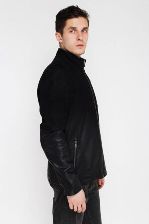 Куртка мужская из натуральной кожи черная, модель F-471