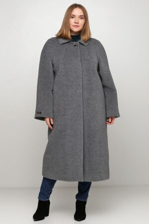 Пальто женское из шерсть серое, модель M 1714/uzun
