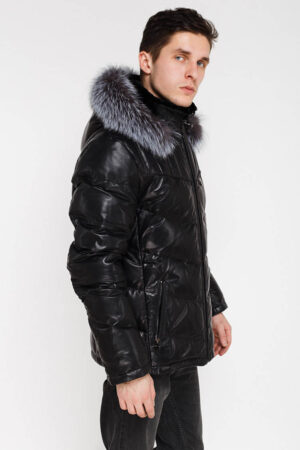 Куртка мужская из натуральной кожи черная, модель Sf 16203